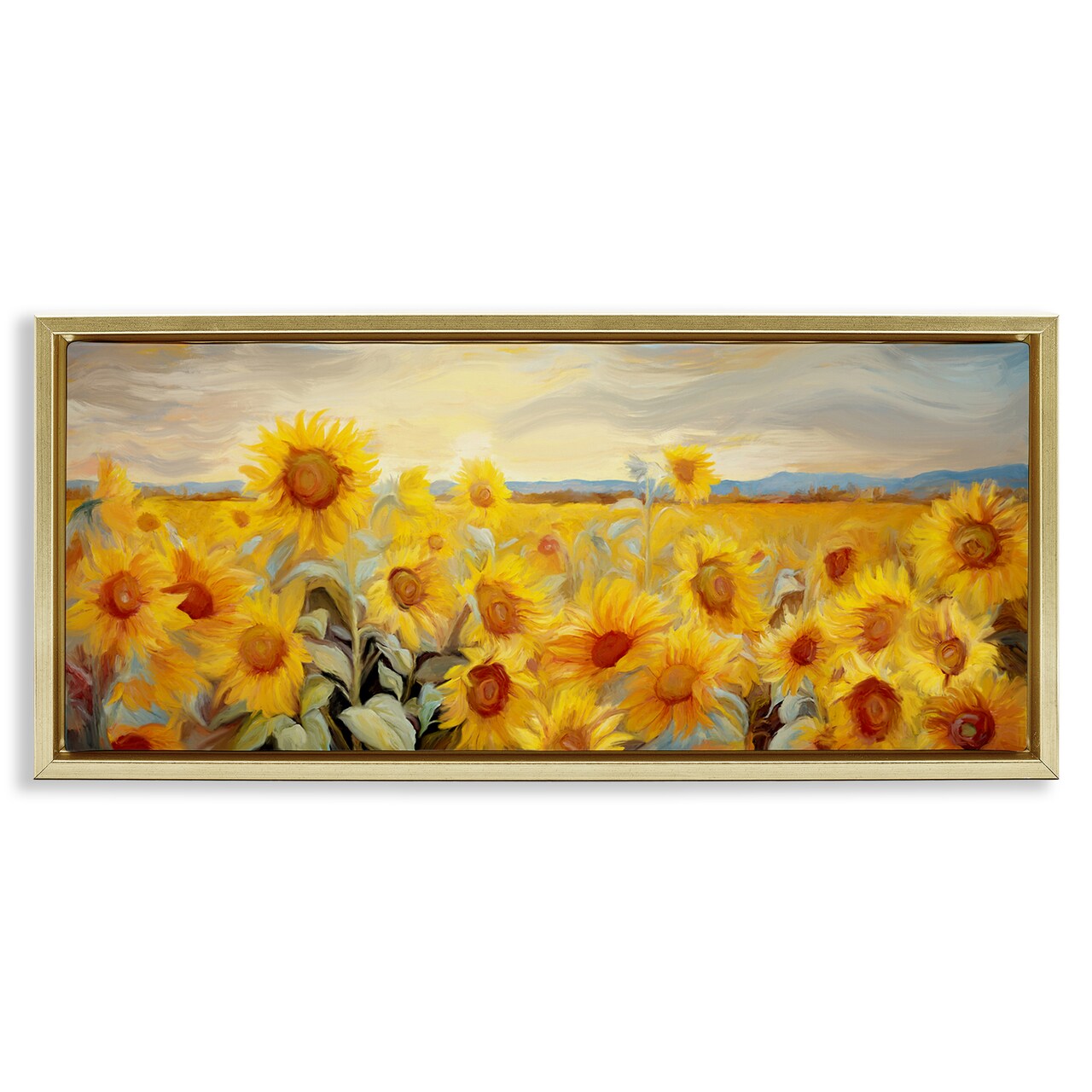 Stupell Industries Panoramic Sunflower Field Framed Floater Canvas Wall Art Design by Ramona Murdock